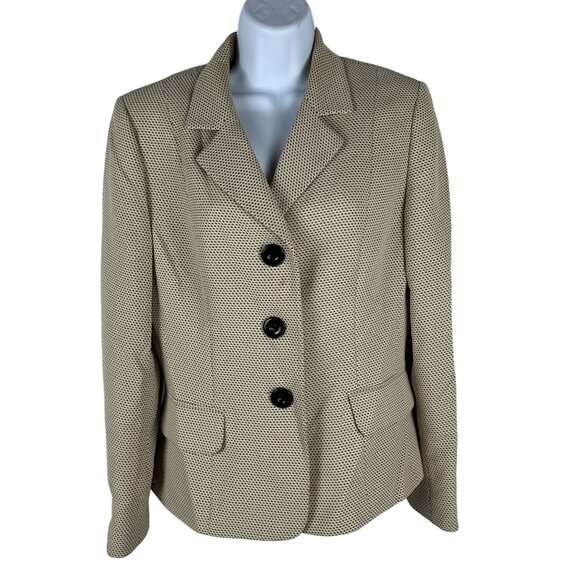 Le Suit Women's Beige Textured Blazer Size 10 3-Button Front Pockets - Picture 1 of 5